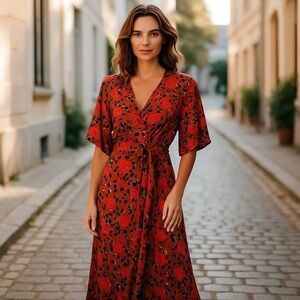 Liquorish Leopard & Heart Print Wrap Dress | Size 10
